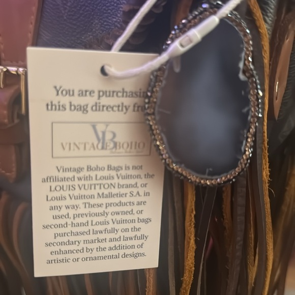 Leather Vintage Boho Bag - Louis Vuitton Upcycled Boho Grunge - Picture 9 of 10
